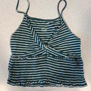 Cropped Emerald and White Pin Stripe Cami